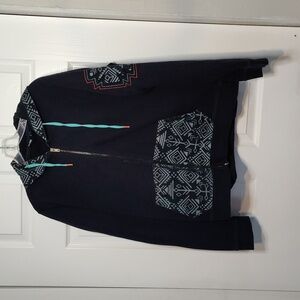 CL2-Cruel XL Black Tribal Print Hoodie Jacket